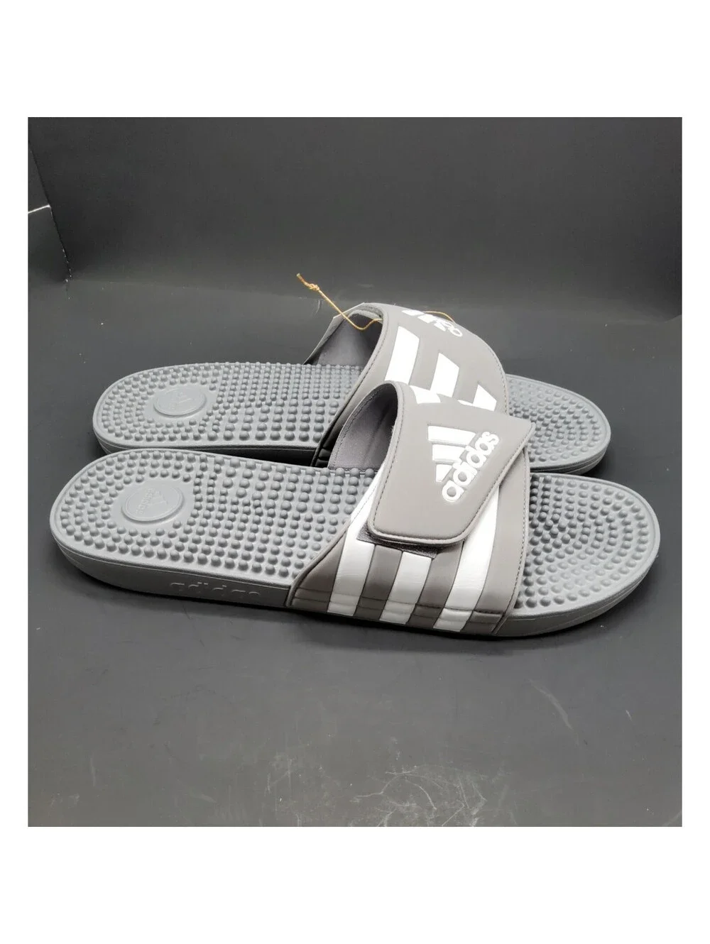 NEW Adidas Men's Adissage Grey Comfort Slip On Slides Sandals Size 18